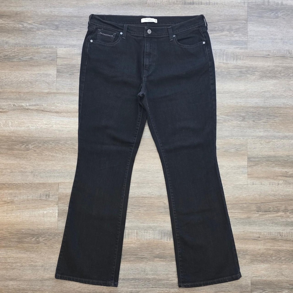 Vintage Levis 515 Bootcut Jeans Womens 16 Black Rhinestone Studded Mid Rise